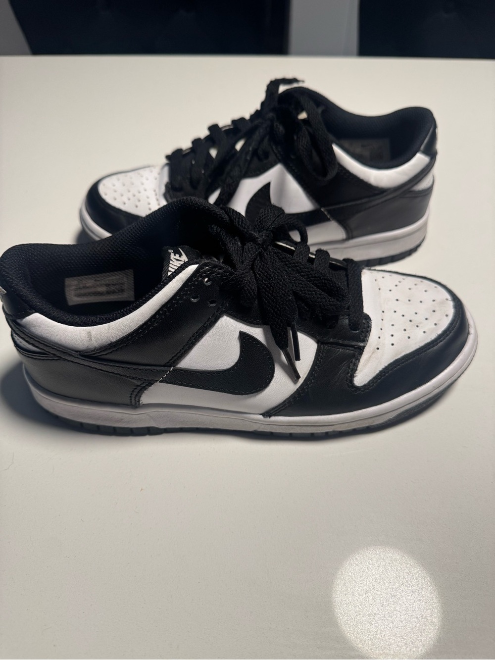 Nike Kids Black and White Low Top Sneakers with Swoosh